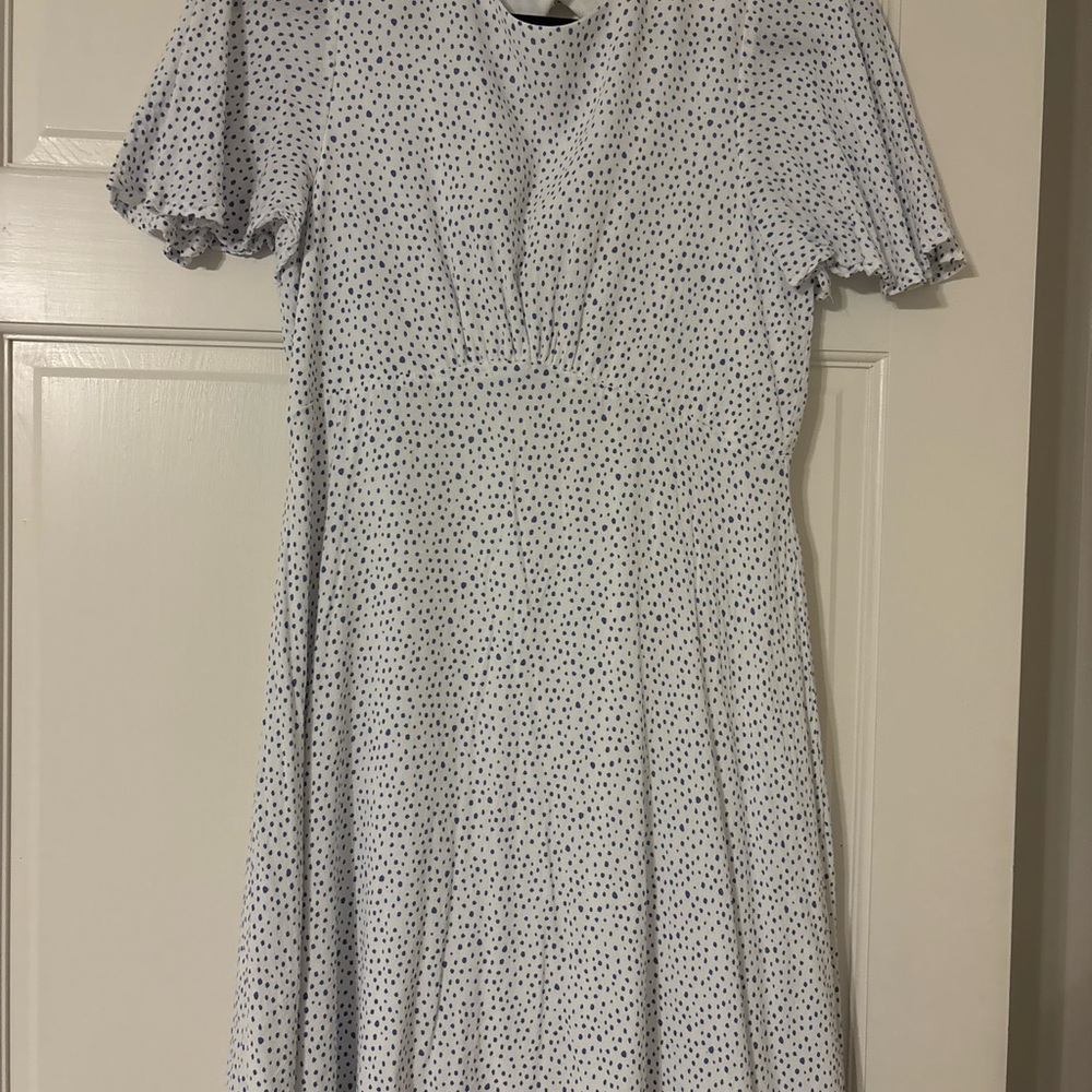 Gianni Bini White and navy Polka Dot Midi Dress